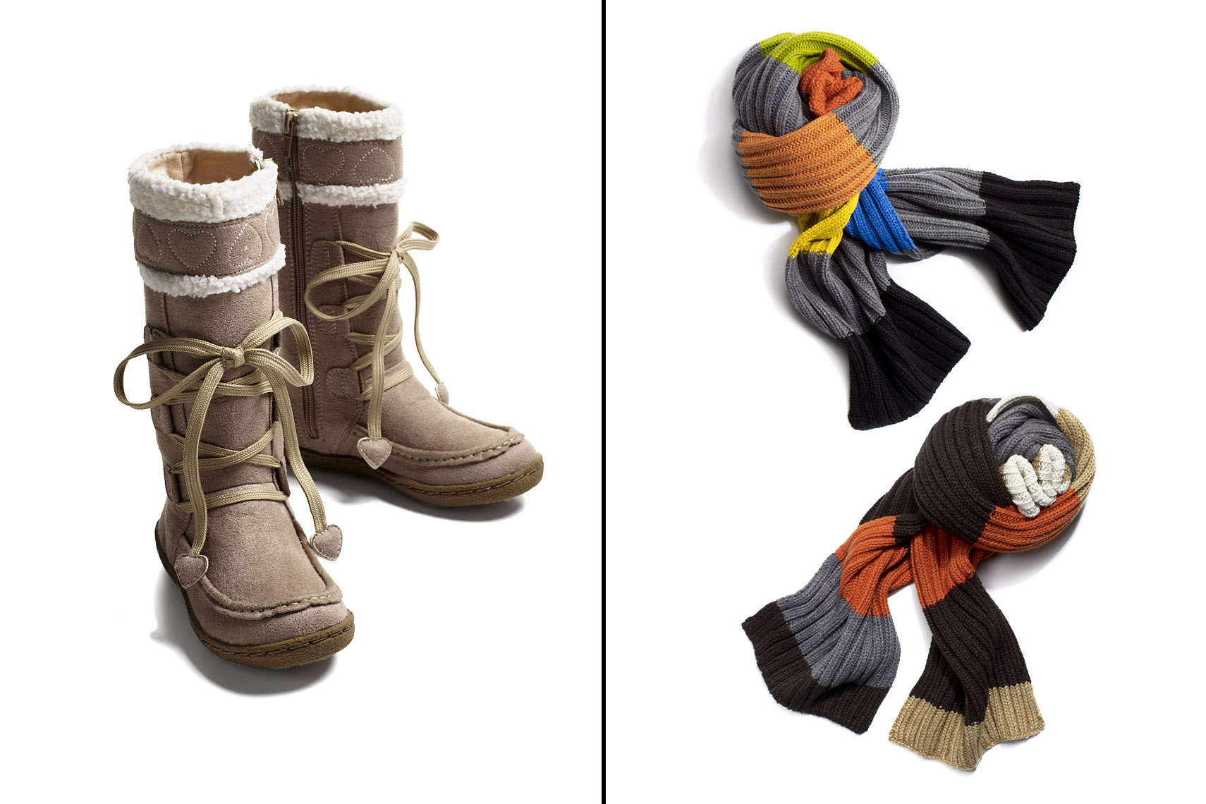 Apparel Still Life, Scarves and Winter Boots