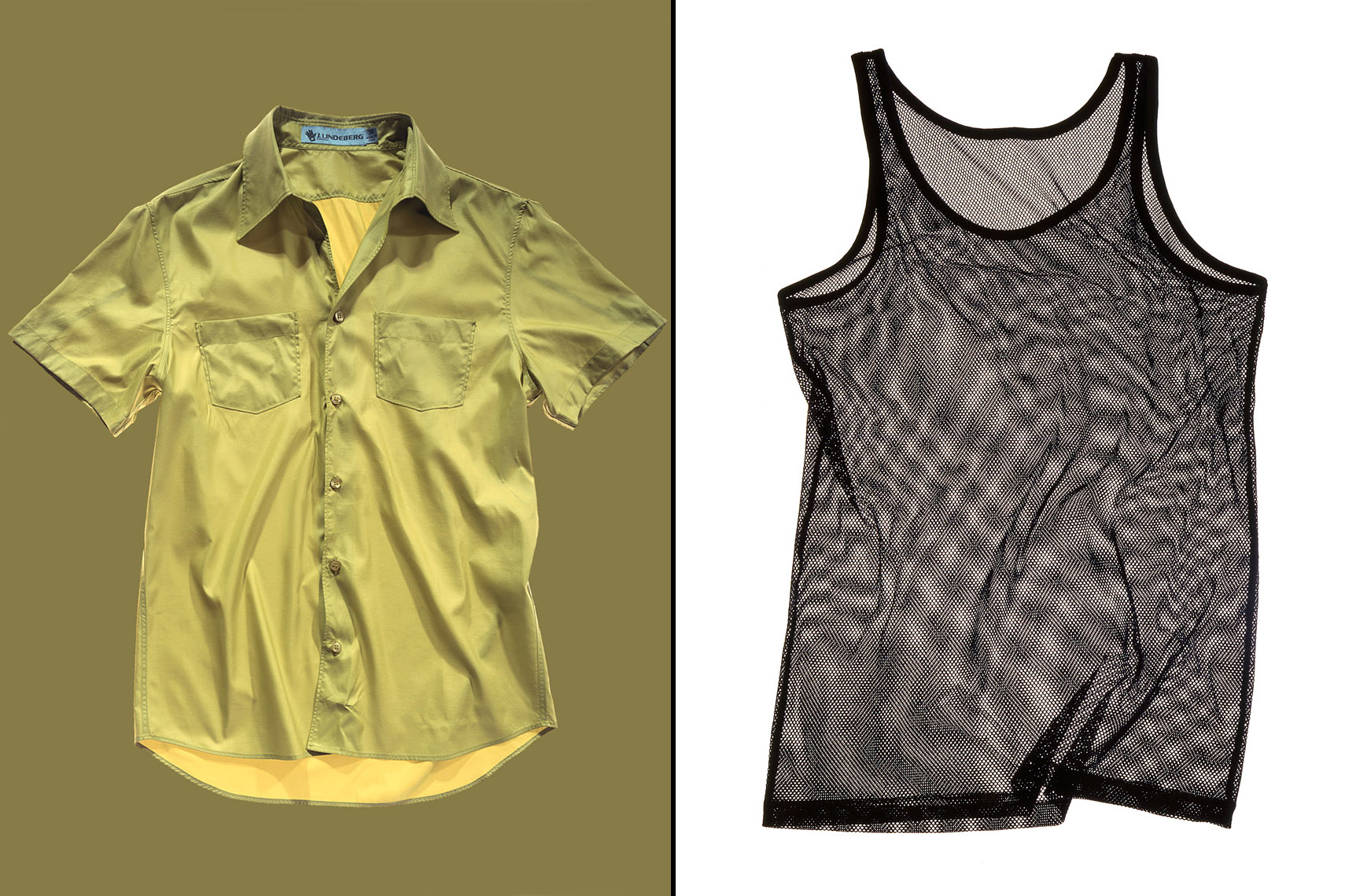 Apparel Still Life, Green Polo Shirt and Mesh Tank Top