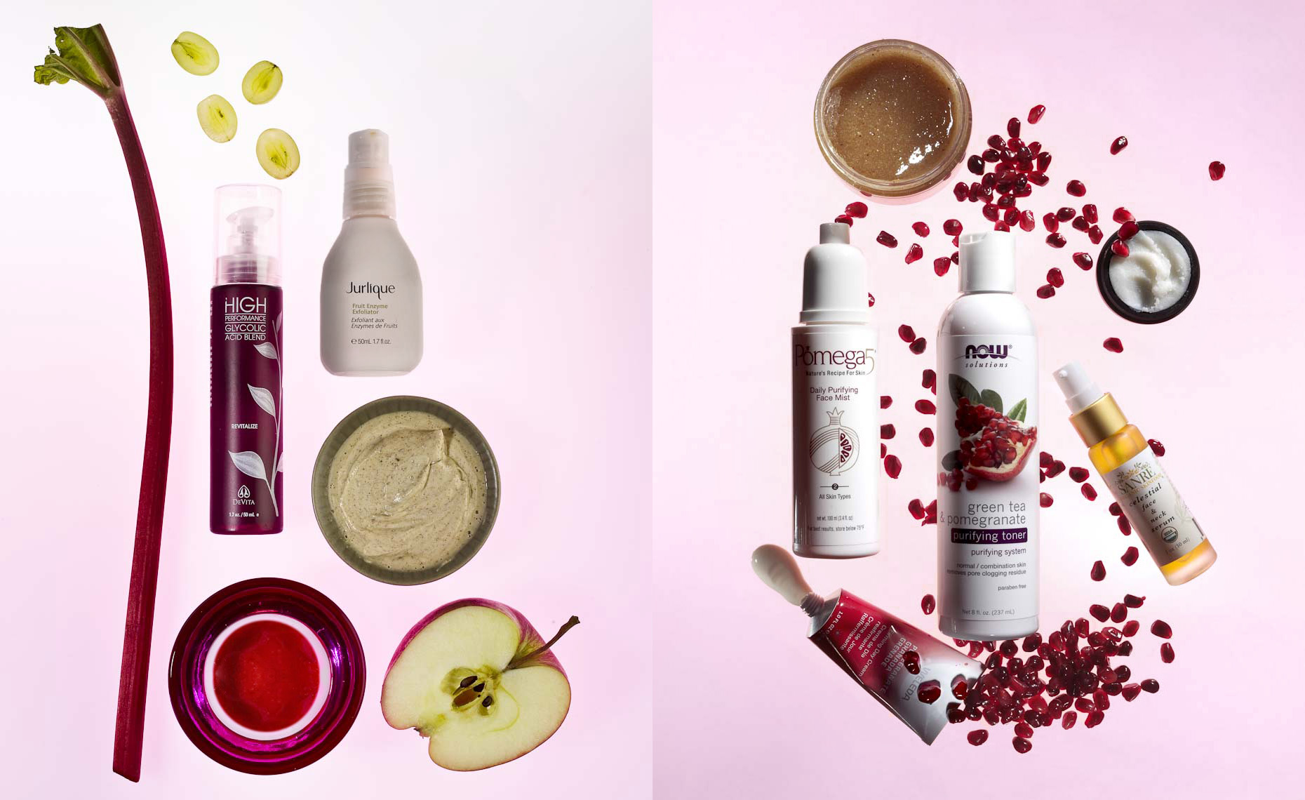 Cosmetics Still Life, Natural Beauty Products on Pink