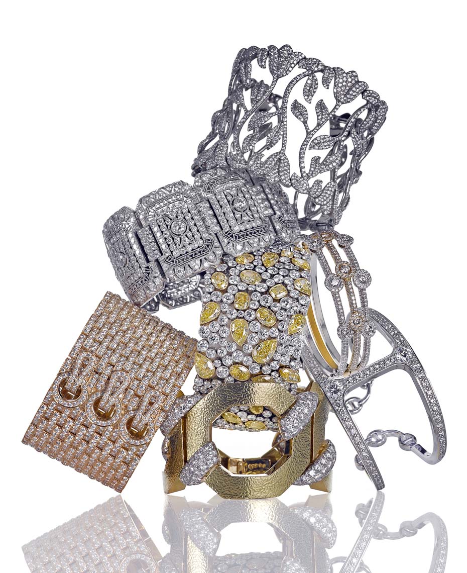Jewelry Still Life | Diamond Bracelets on White, Studio Shot