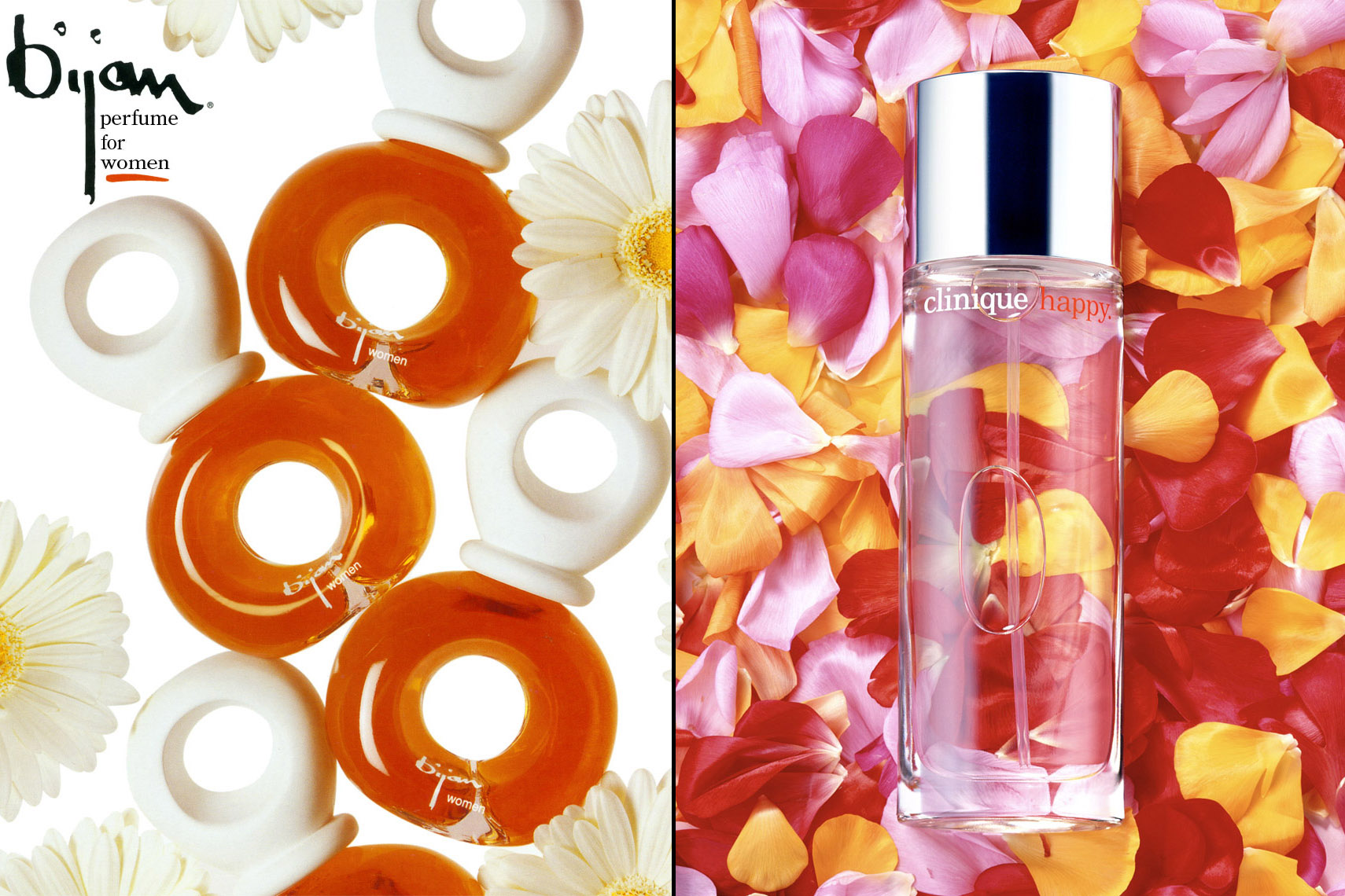 Cosmetics Still Life, Perfume by Bijan and Cinique with Flowers