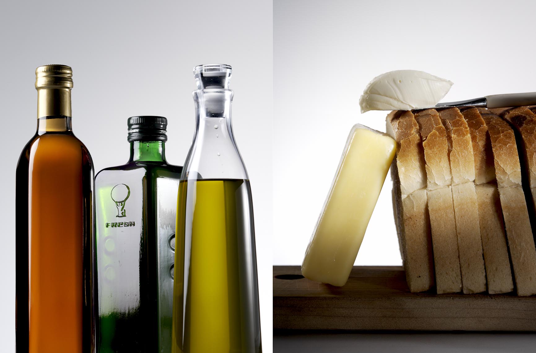Food Still Life, Olive Oil And Sliced Bread