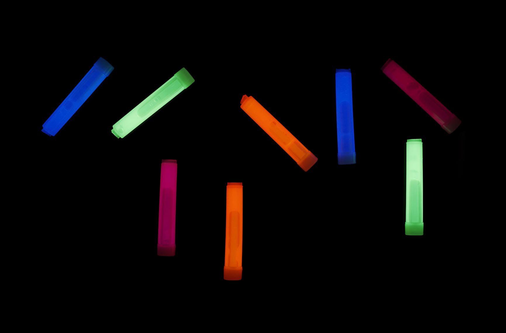 Product Still Life, Glow Sticks Composed on Black