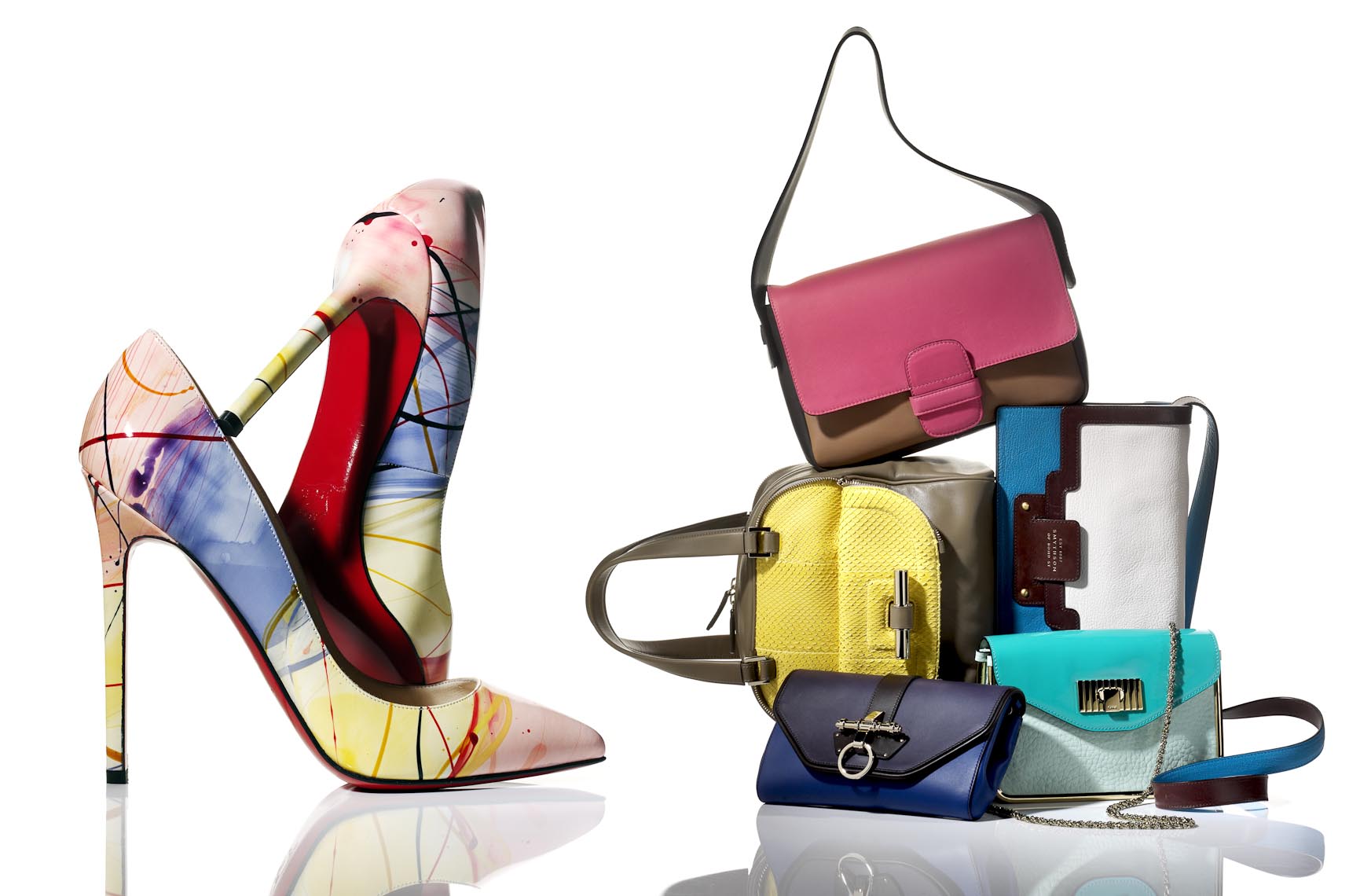 Accessories Still Life, High Heels And Hand Bags