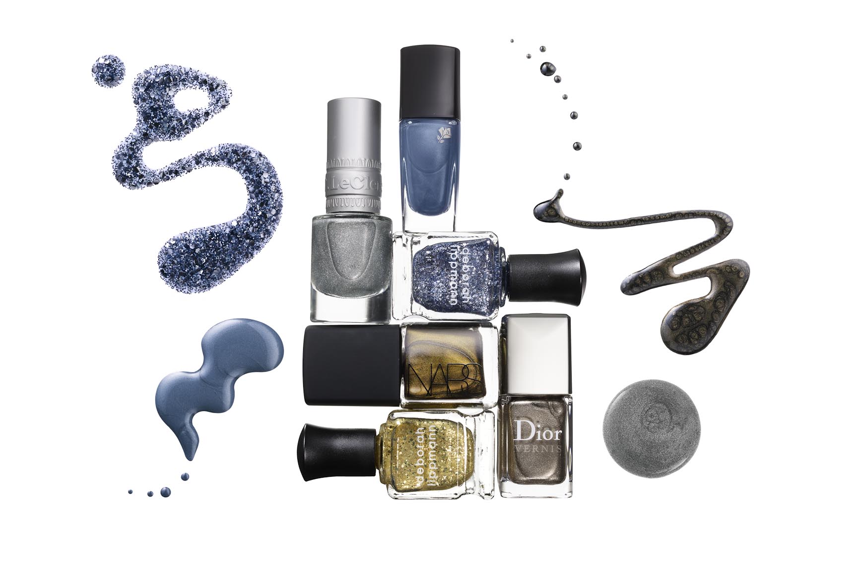 Cosmetics, Nailpolish Product Shot and Spills of Metallic Nail Lacquer - Mike Lorrig