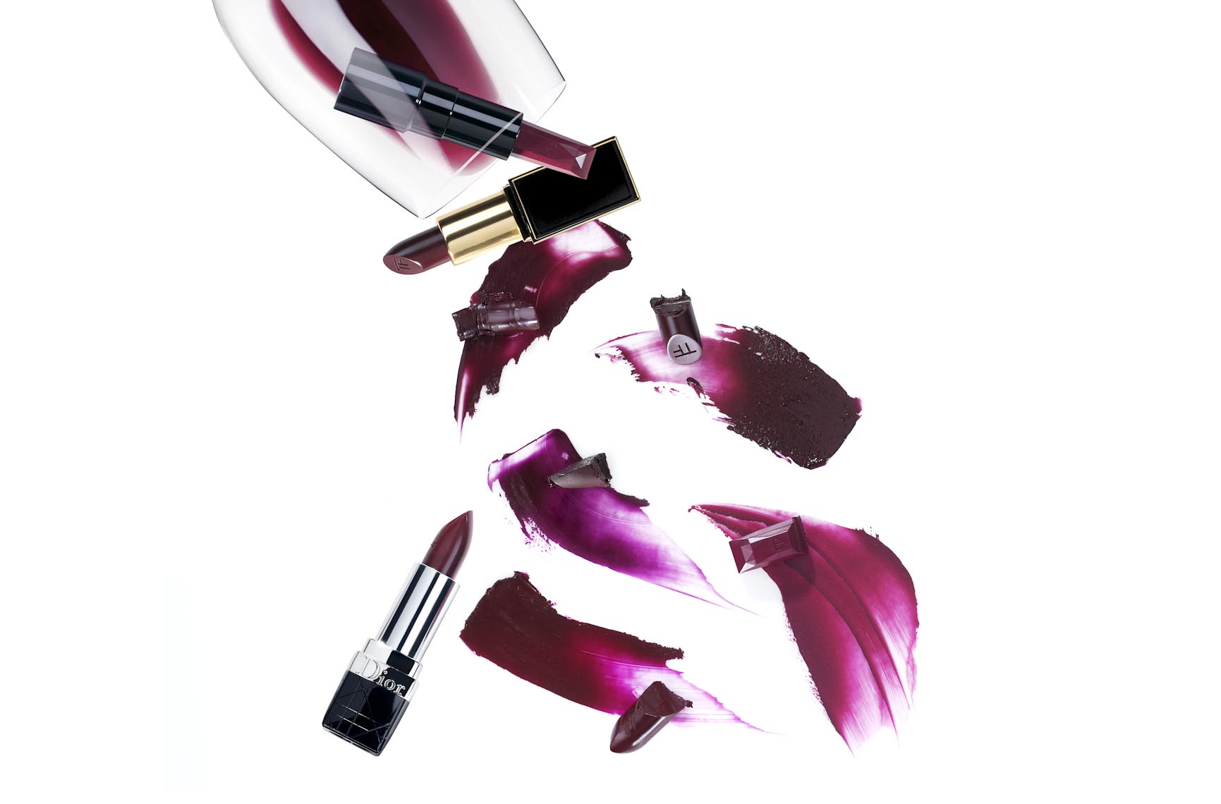 Cosmetics, Burgundy Color Lipsticks and Swooshes - Mike Lorrig