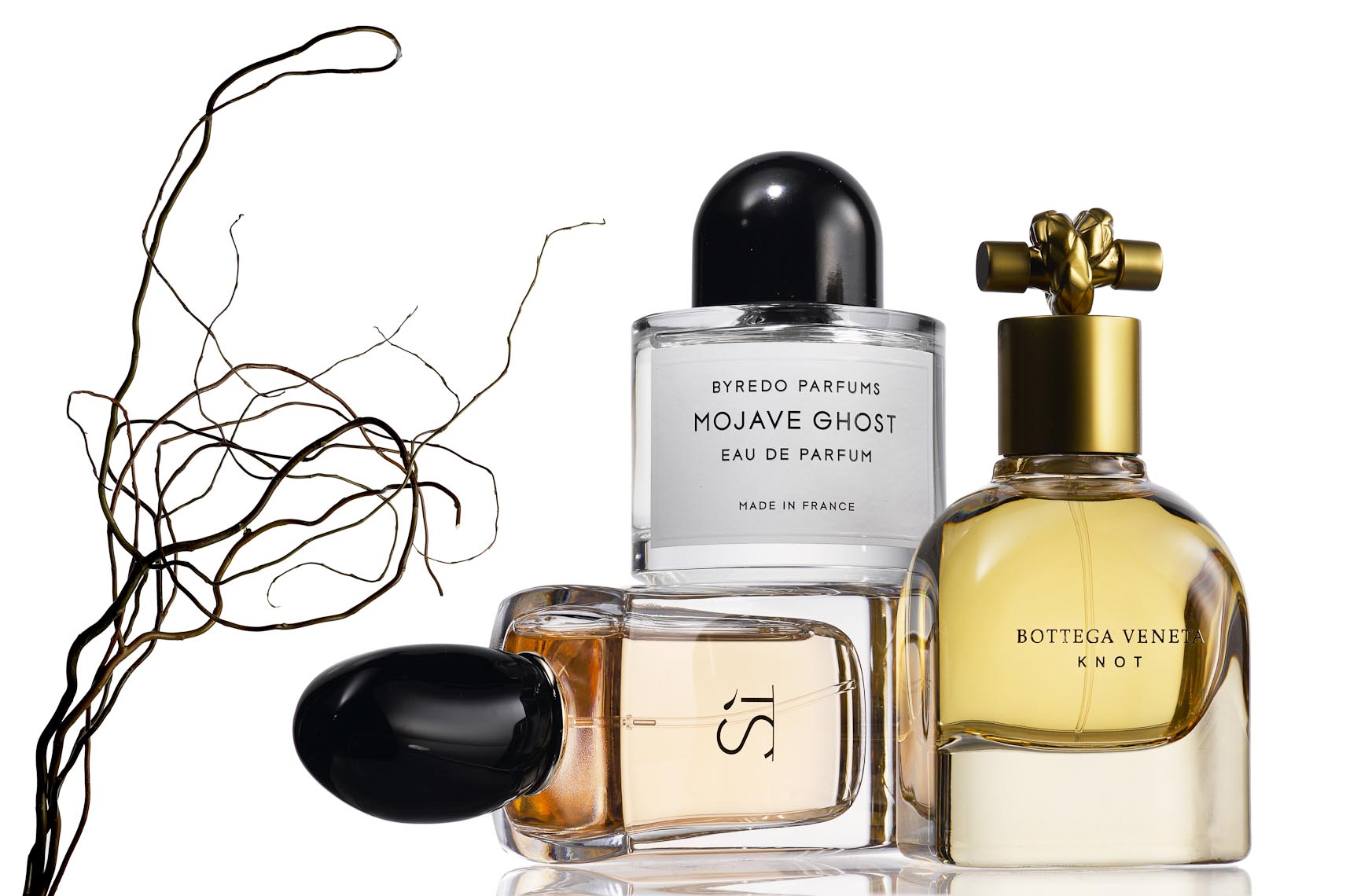 Cosmetics, Perfume Bottles on White - Mike Lorrig