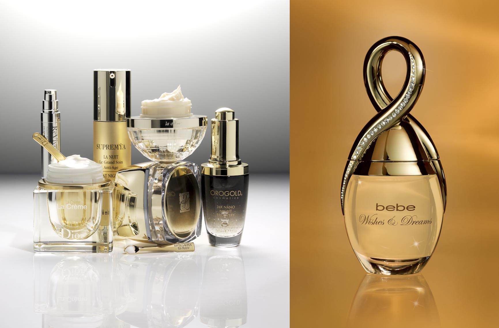 Cosmetics, Bebe Wishes and Dreams Perfume Bottle on Gold - Mike Lorrig