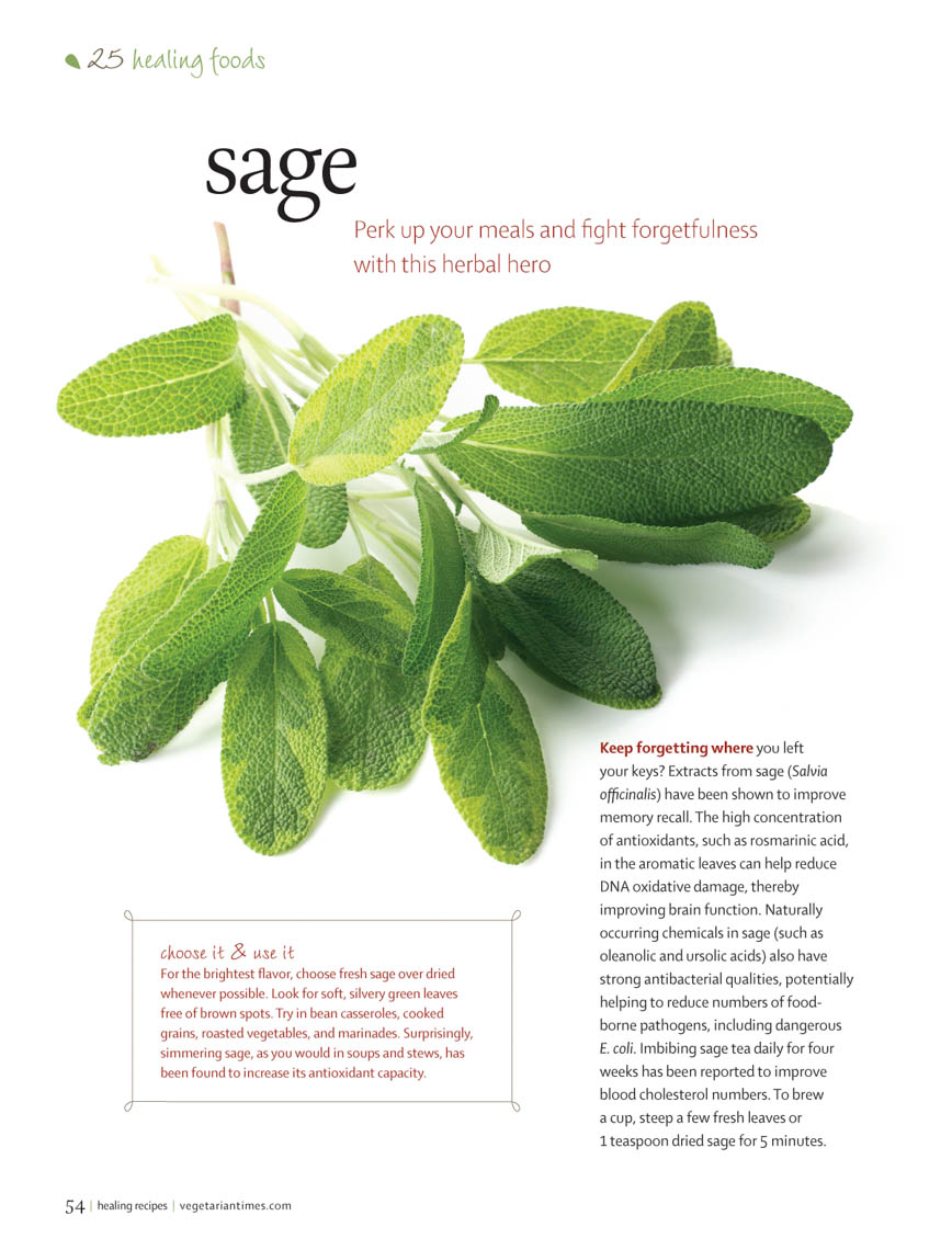 Food Still Life, Fresh Green Sage Leaves