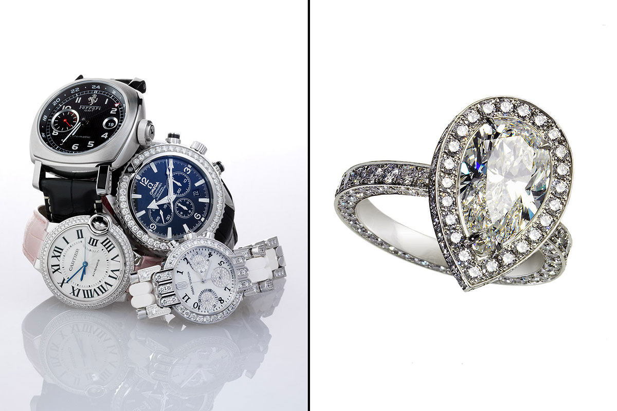 Jewelry Still Life, Watches and Diamond Ring